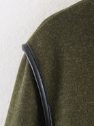 Langry fashion olive green textured woolen coat with black leather strap