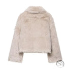 Fashionable warm double sided wool jacket in beige faux fur with high collar