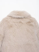 Fashionable Langry cream faux fur jacket with high collar