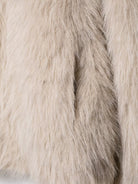 Luxurious beige faux fur Langry fashion coat with soft wool texture