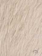 Soft light beige plush fur texture on fashionable warm wool jacket