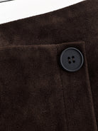 Brown suede jacket with black buttons in Langry fashion ملابس skirt
