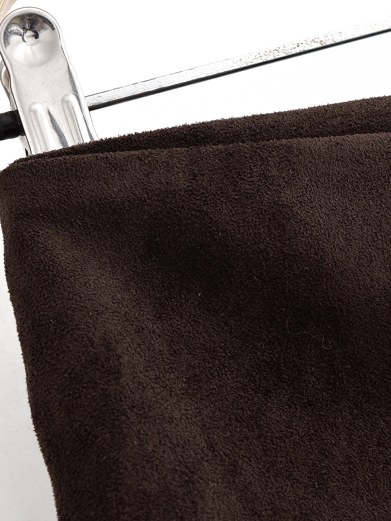 Brown microfiber towel on metal clip hanger for Langry fashion skirt