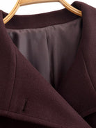 Langry fashion brown wool overcoat with notched lapels and single button