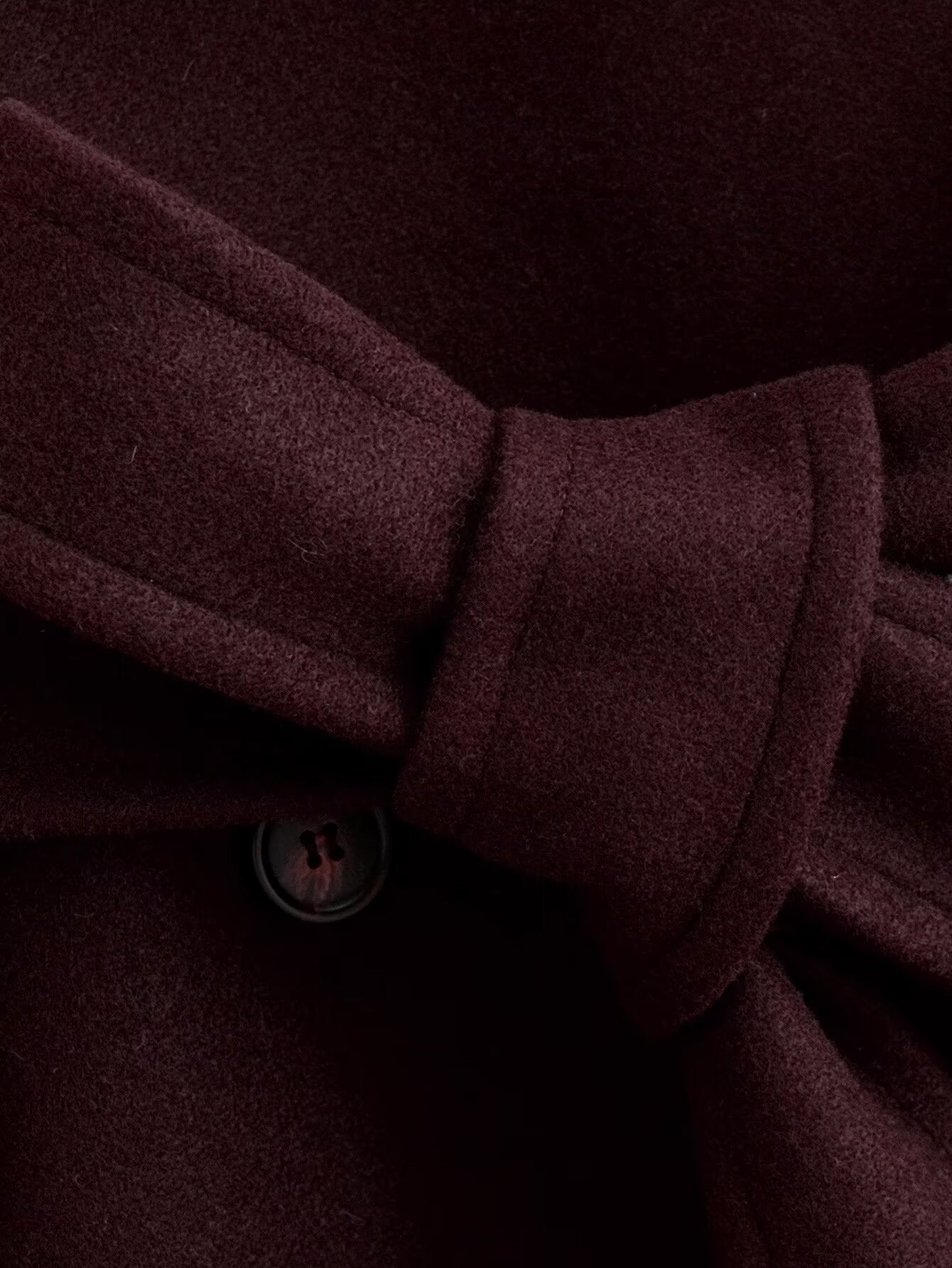 Langry fashion maroon fleece-lined retro woolen overcoat with silver buttons
