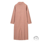 Red and white gingham check casual plaid trench coat, long-sleeved fashion ملابس