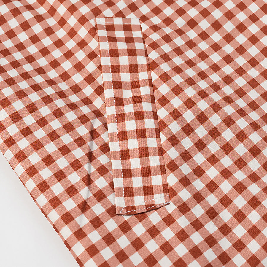 Red and white gingham checkered Langry fashion trench coat with pocket detail