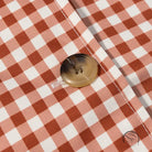 Red and white checkered langry fashion trench coat with gold button