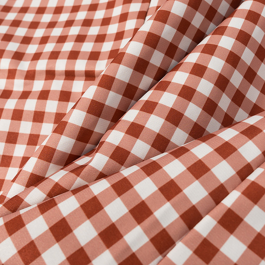 Red and white checkered langry fashion fabric for Casual Plaid Trench Coat