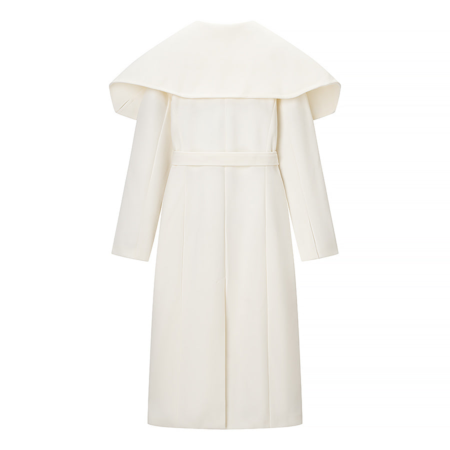 Cozy Langry belt collared woolen coat in cream, fashion ملابس