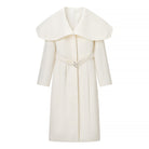 Cozy Langry belt collared woolen coat in cream fashion ملابس