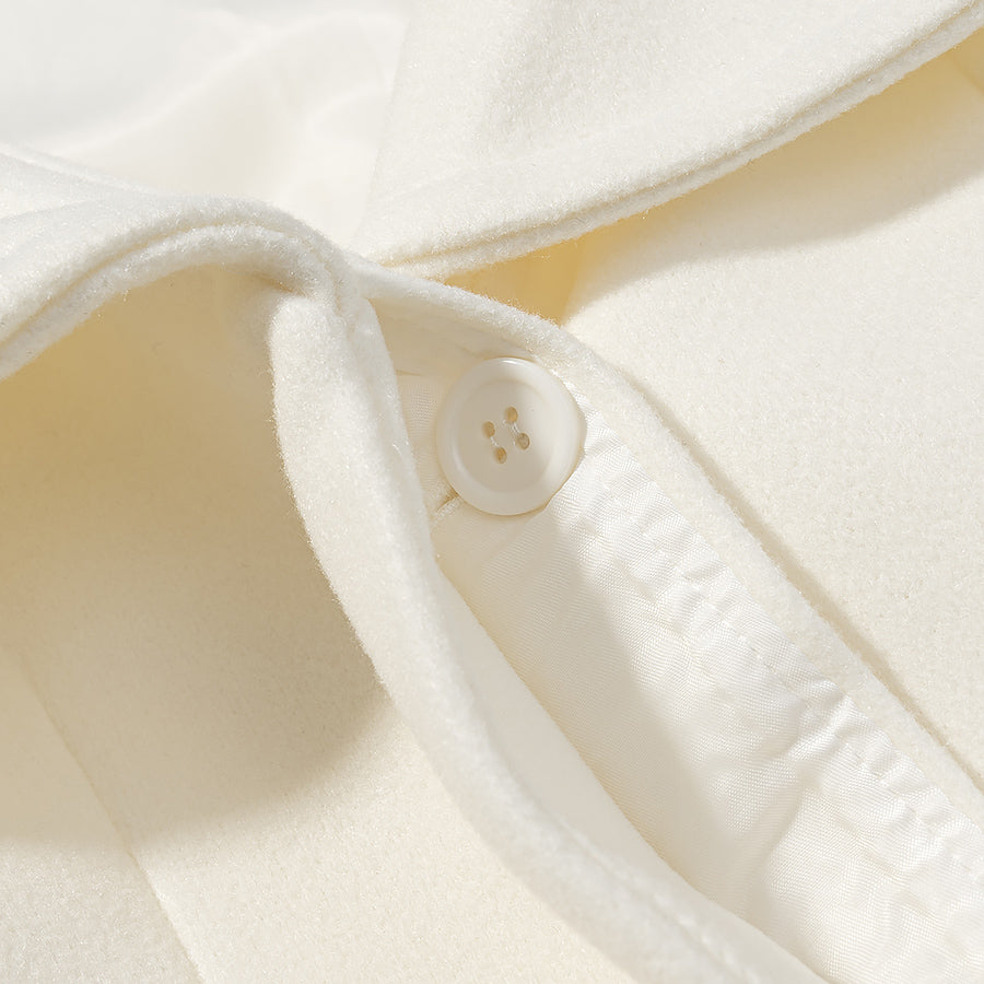 Cozy langry fashion woolen coat with white quilted mattress topper