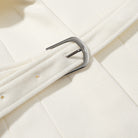 Silver metal hook belt buckle on Langry fashion woolen coat