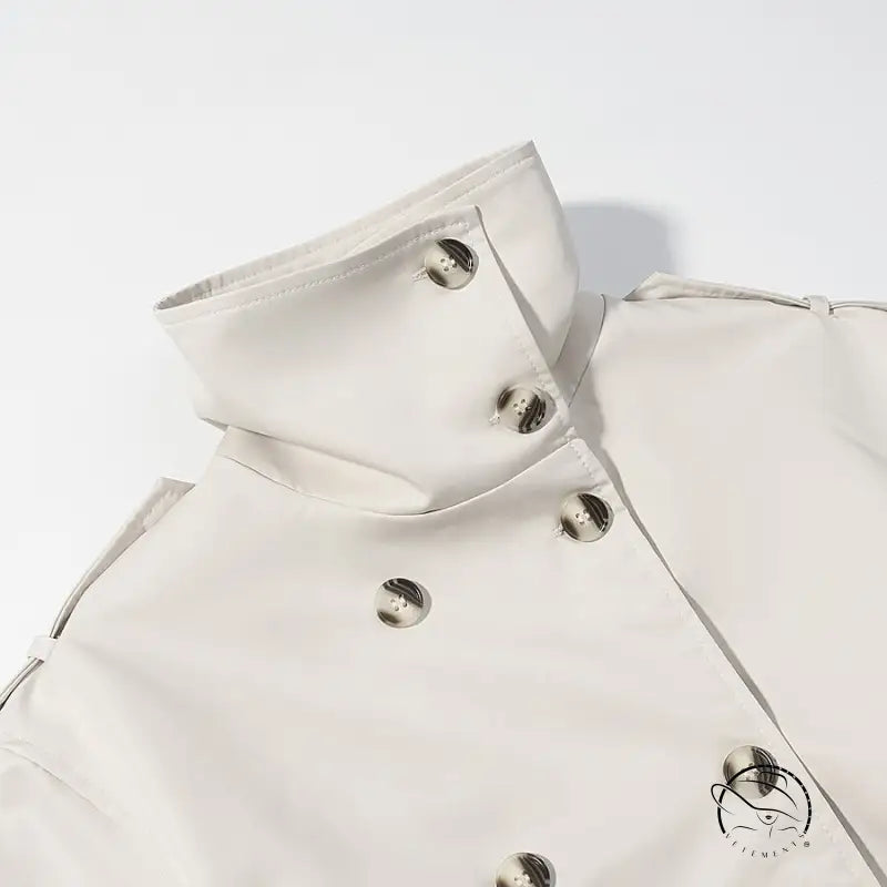 White chef jacket with silver buttons and trim in Langry windbreaker winter fashion