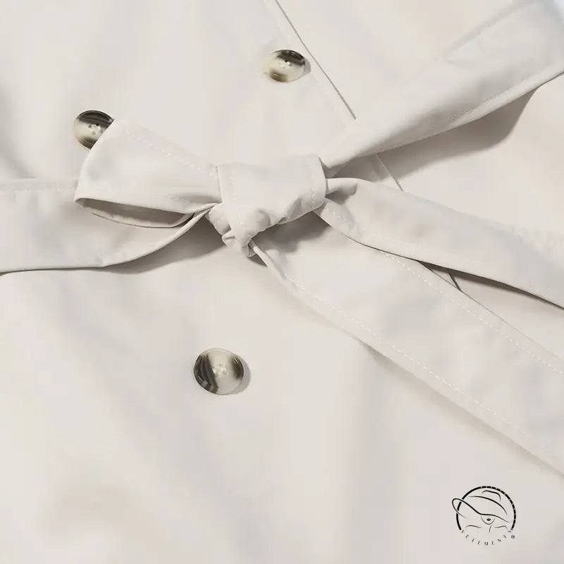 White chef’s jacket in windbreaker winter style with silver buttons and bow tie