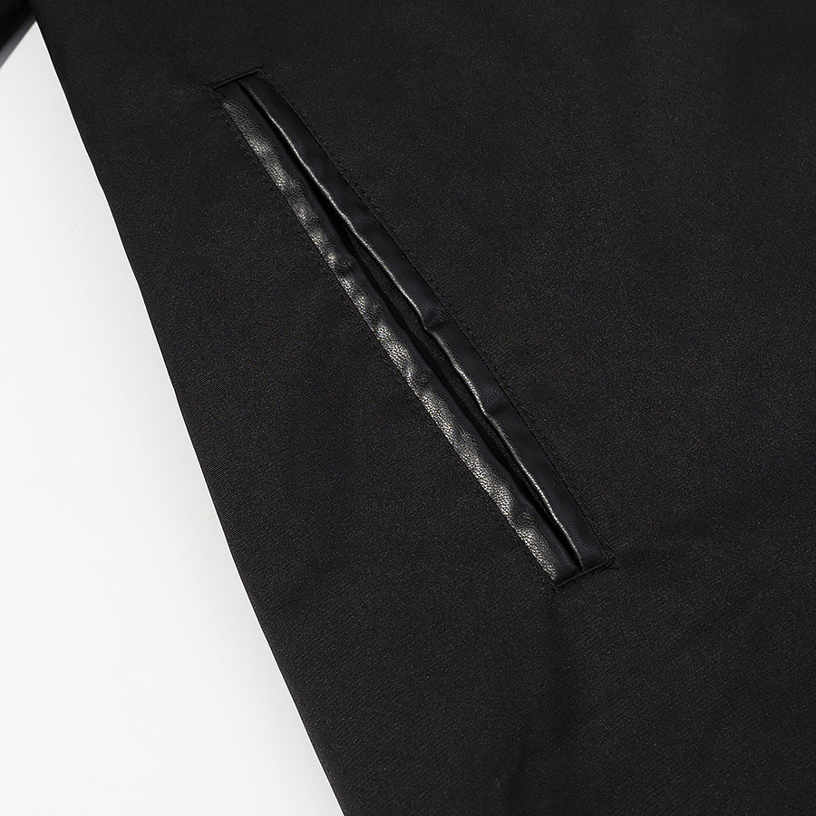 Fashionable Langry black leather pen case with textured zipper