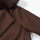 Fall unique fur collar suede jacket with brown fur-trimmed lapel collar