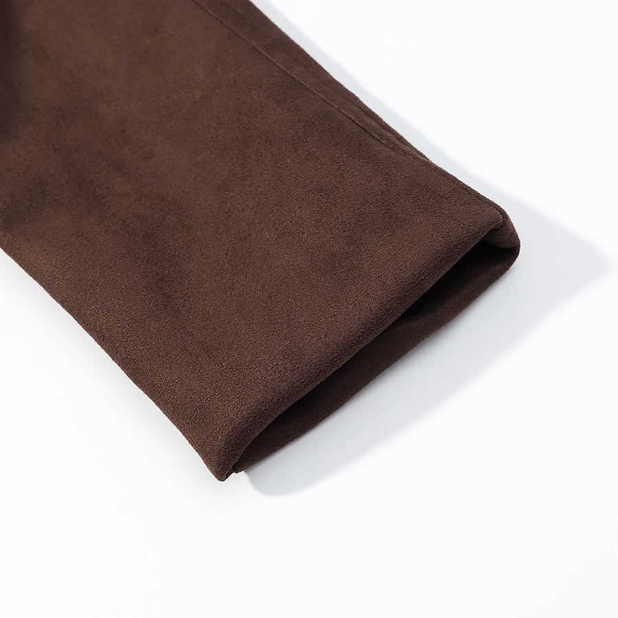 Langry fashion brown suede wallet with smooth texture and subtle sheen