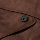 Fall unique fur collar suede jacket in brown with black buttons and stitching details