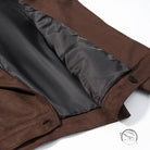 Fall unique fur collar suede jacket in brown with black lining and buttons