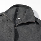 Langry fashion charcoal gray wool blend stand collar jacket