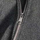 Silver zipper on gray wool Langry fashion jacket