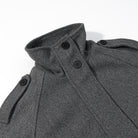 Charcoal gray wool peacoat with black buttons in Langry fashion jacket