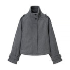 Charcoal gray wool Langry fashion jacket with rolled cuffs