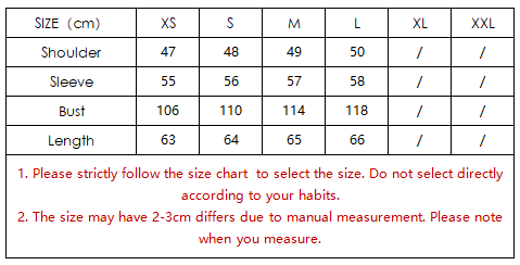 Elegant Autumn Fur Effect Coat size chart with faux shearling details