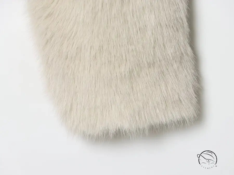 Cream faux fur scarf with soft plush texture in Fur Effect Short Coat