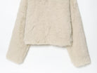 Langry faux fur effect short coat with cream textured scarf