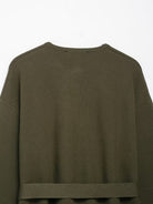 Olive green Langry all-match round neck knitted jacket with regular sleeves
