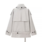 Langry fashion loose long sleeve light gray trench coat with double-breasted front and adjustable waist belt
