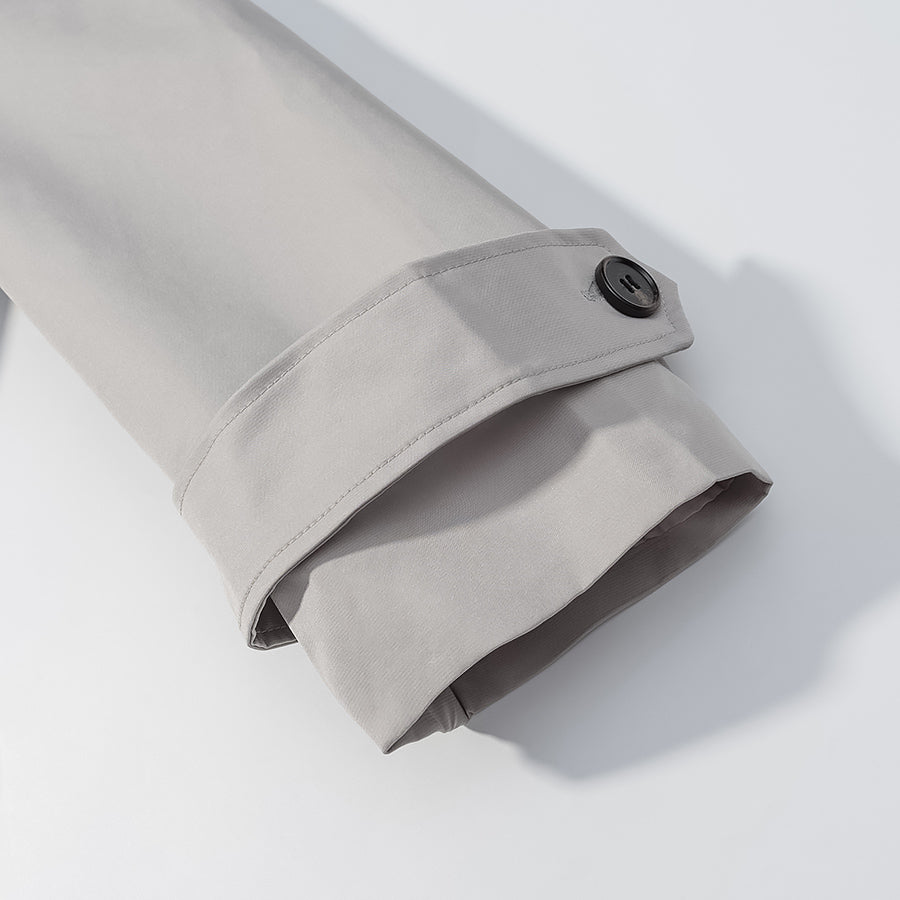 Gray cuff of loose unique design long sleeve coat with black buttons, langry fashion ملابس