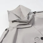 Light gray langry fashion trench coat with double-breasted buttons