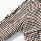 Langry fashion brown white houndstooth wool toggle coat