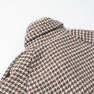Langry fashion houndstooth wool trench coat in brown cream plaid