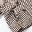 Winter retro plaid woolen houndstooth jacket with black buttons