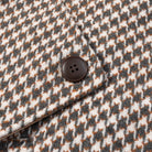 Langry fashion brown white houndstooth wool coat with wooden buttons