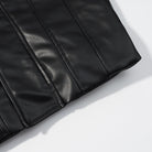 Black pleated faux leather skirt with Langry leather jacket
