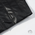 Black faux leather skirt with stylish simple short faux leather jacket