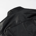 Stylish faux leather jacket with patchwork and structured shoulders