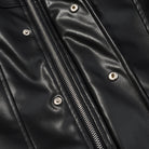 Stylish short faux leather jacket by Langry with silver hardware and zipper details