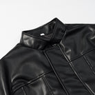 Stylish Langry faux leather jacket with quilted detailing and high collar