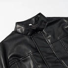 Stylish faux leather jacket with quilted detailing and high collar