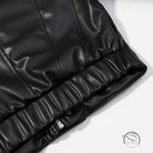 Stylish faux leather jacket with quilted detailing and snap closure