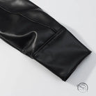 Black faux leather glove with textured palm for Stylish Simple Short Leather Jacket