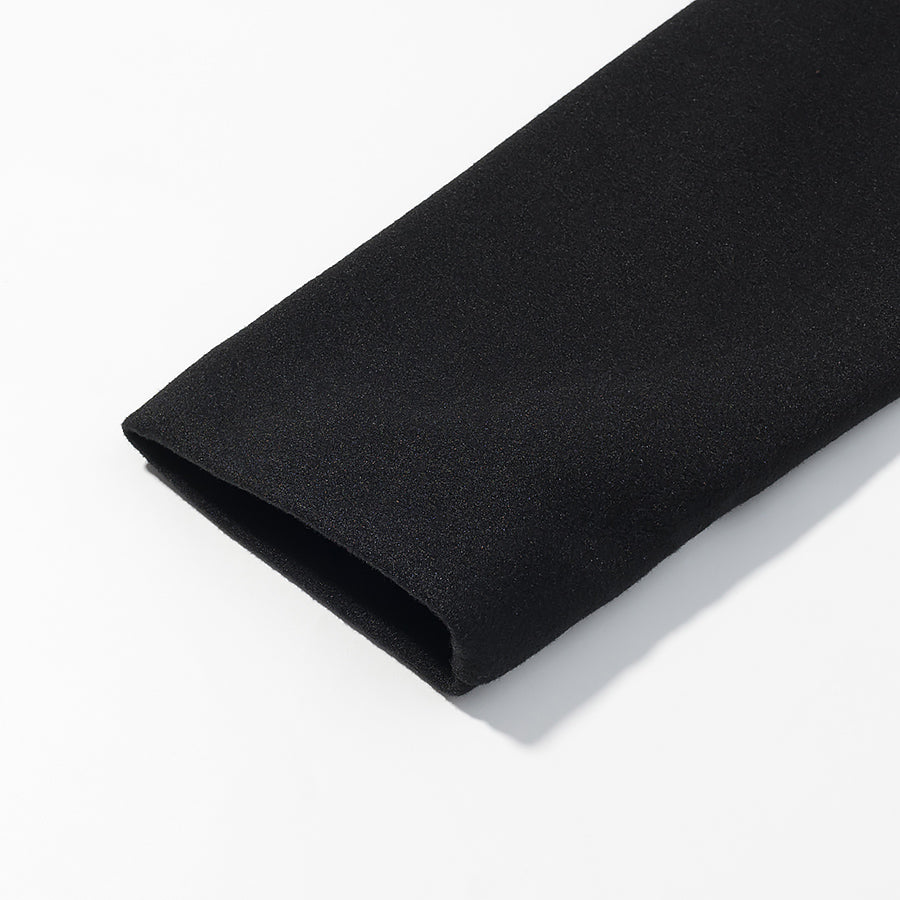 Elegant langry fashion woolen coat with black textured fabric wristband