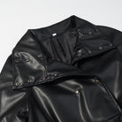 Black glossy faux leather Langry raincoat with snap buttons and hood