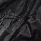 Black shiny faux leather jacket with drawstring waist by Langry fashion